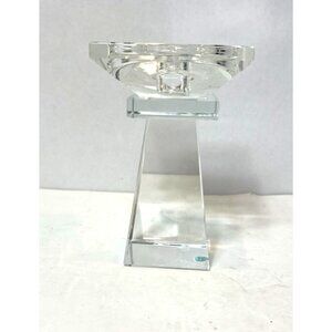 Crystal Glass Taper Candle Holder Elegant Pyramid Design Wedding Romance Dinner